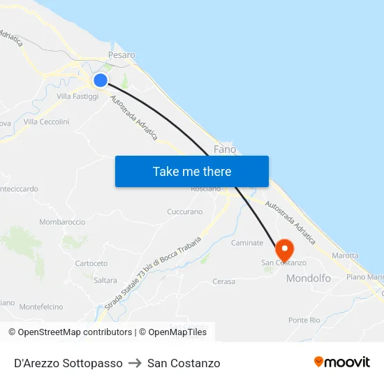 D'Arezzo Sottopasso to San Costanzo map