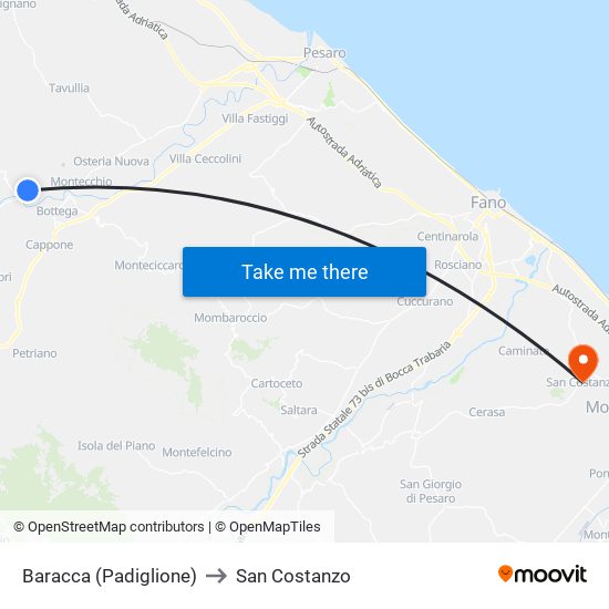 Baracca (Padiglione) to San Costanzo map