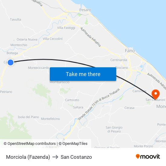 Morciola (Fazenda) to San Costanzo map