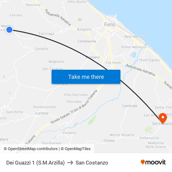 Dei Guazzi 1 (S.M.Arzilla) to San Costanzo map