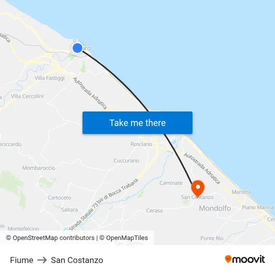 River to San Costanzo map