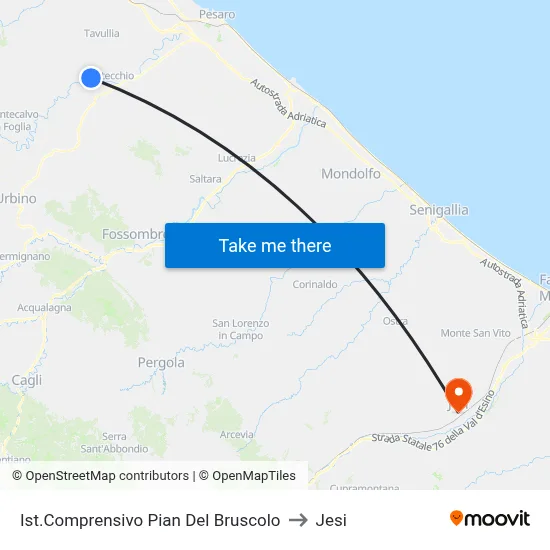 Comprehensive Institute Pian Del Bruscolo to Jesi map