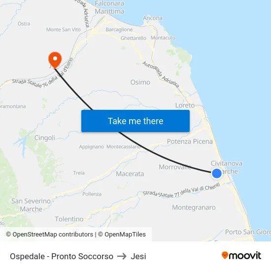 Ospedale - Pronto Soccorso to Jesi map
