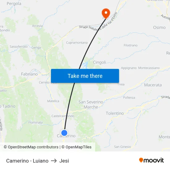Camerino - Luiano to Jesi map