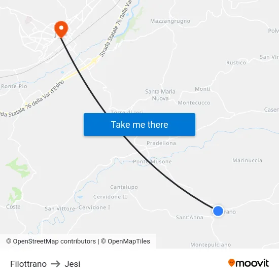 Filottrano to Jesi map