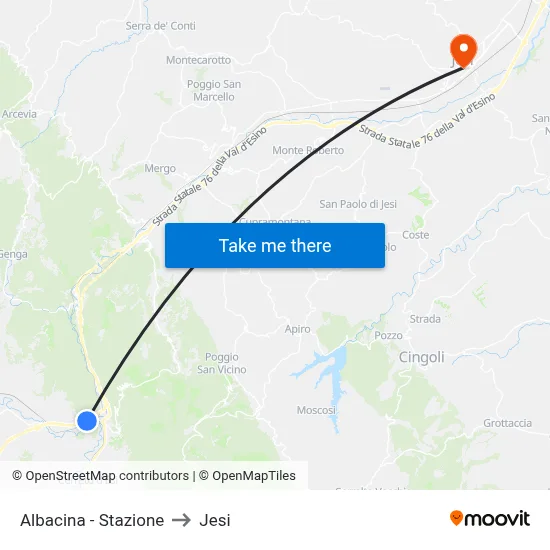 Albacina - Station to Jesi map