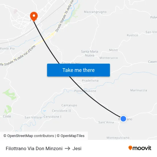Filottrano Via Don Minzoni to Jesi map