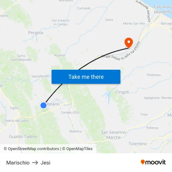 Marischio to Jesi map