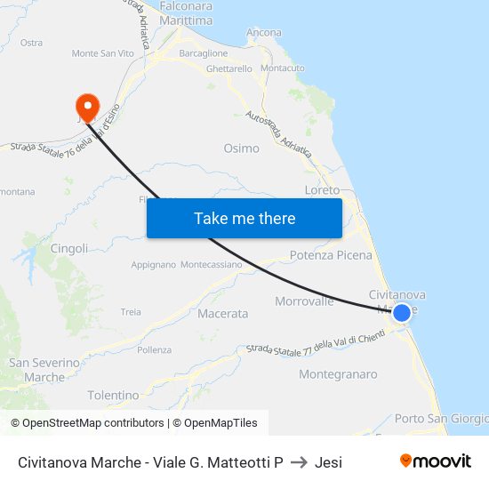 Civitanova Marche - Viale G. Matteotti P to Jesi map