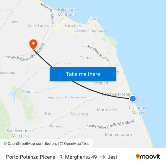 Porto Potenza Picena - R. Margherita  49 to Jesi map