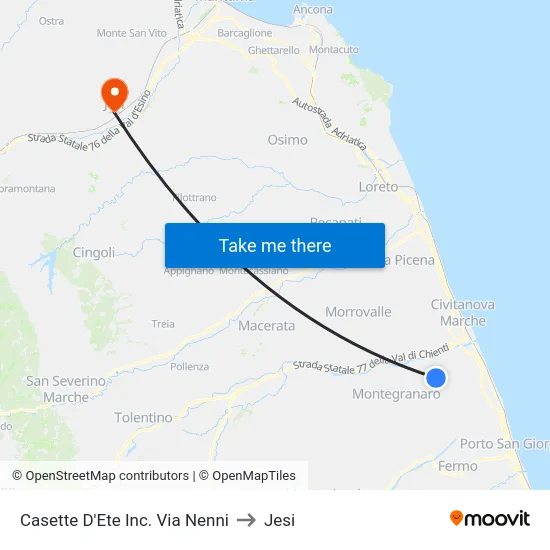 Casette D'Ete Inc. Via Nenni to Jesi map