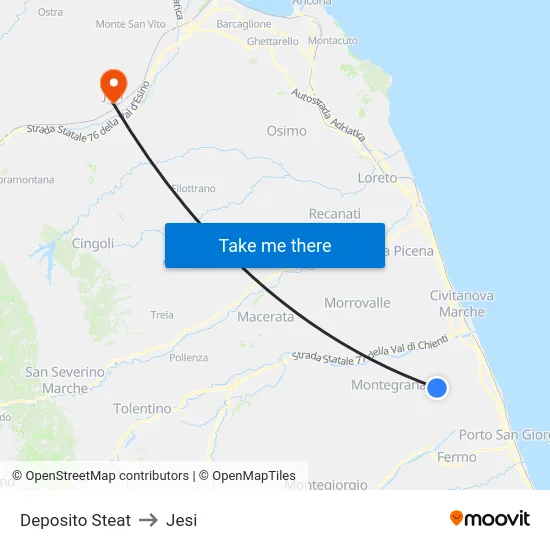 Deposito Steat to Jesi map