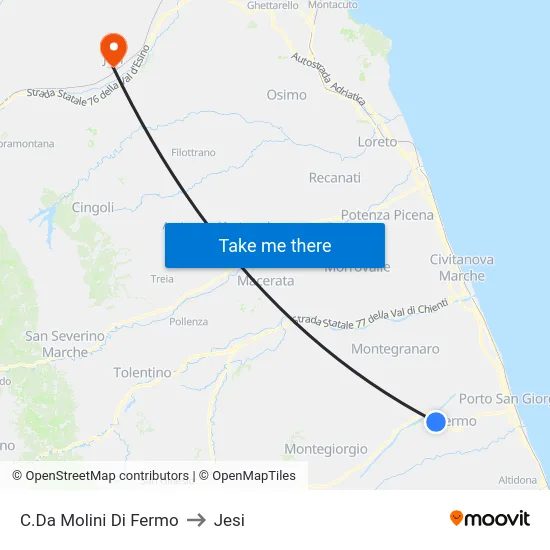 C.Da Molini Di Fermo to Jesi map