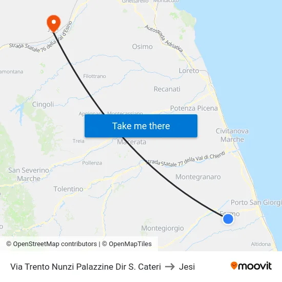 Via Trento Nunzi Palazzine Dir S. Cateri to Jesi map