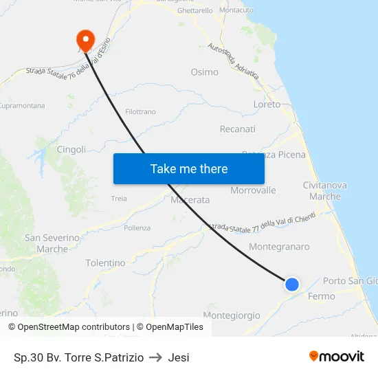 Sp.30 Bv. Torre S.Patrizio to Jesi map
