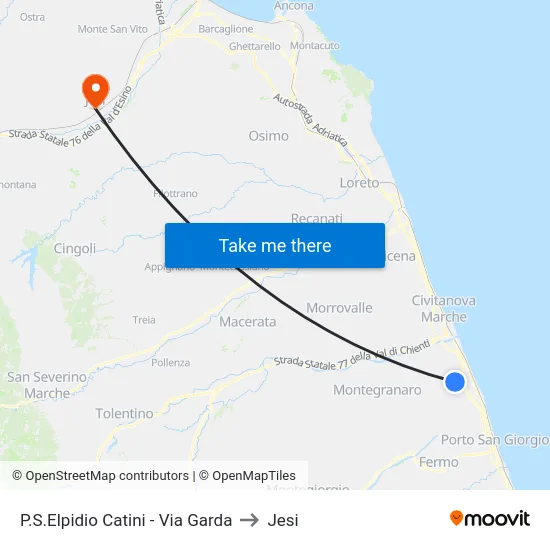 P.S.Elpidio Catini - Via Garda to Jesi map
