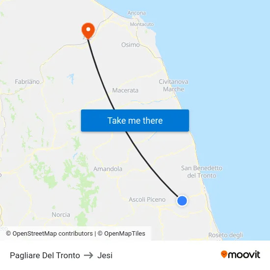 Pagliare Del Tronto to Jesi map