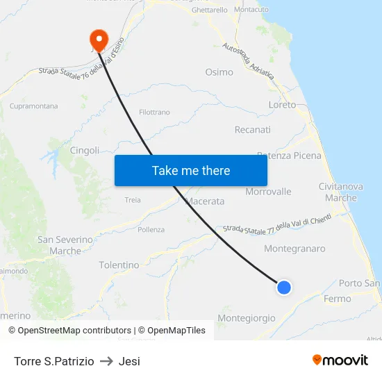 Torre S.Patrizio to Jesi map