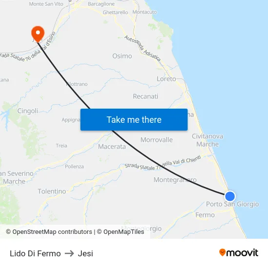 Lido Di Fermo to Jesi map
