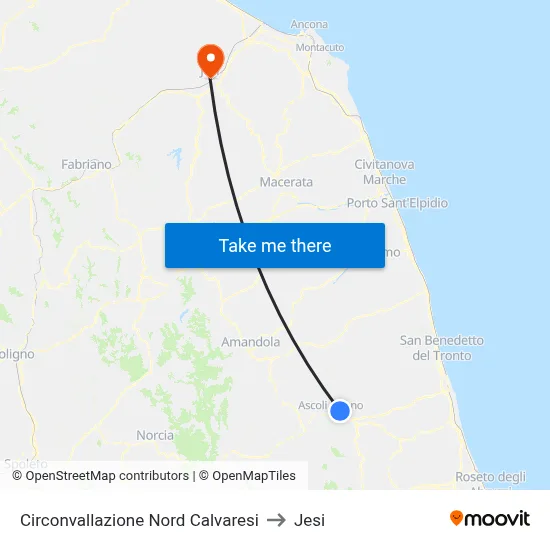North Ring Road Calvaresi to Jesi map