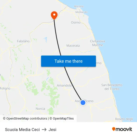 Ceci Middle School to Jesi map