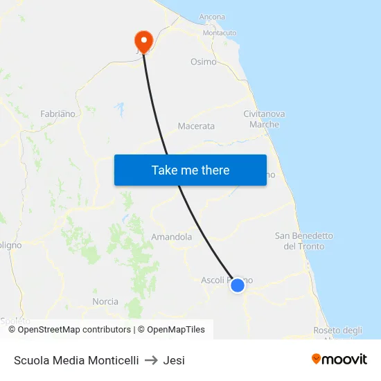 Monticelli Middle School to Jesi map