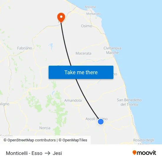 Monticelli - Esso to Jesi map