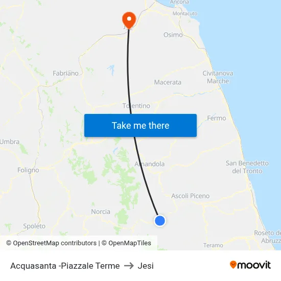 Acquasanta - Terme Square to Jesi map