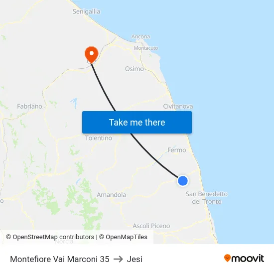 Montefiore Marconi Street 35 to Jesi map