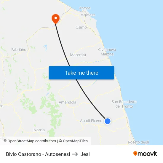 Bivio Castorano - Autosenesi to Jesi map