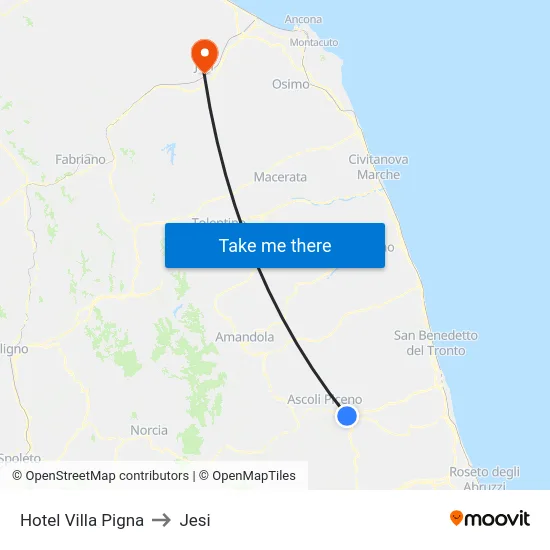 Hotel Villa Pigna to Jesi map
