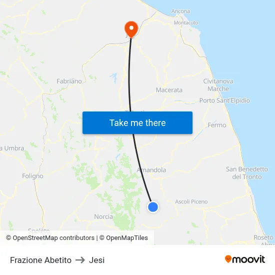 Abetito District to Jesi map