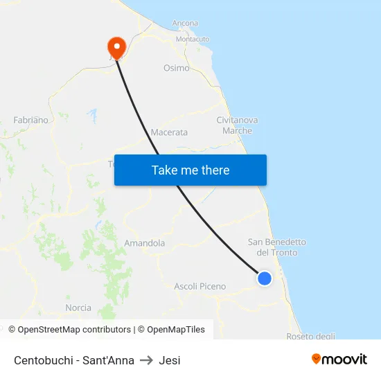Centobuchi - Sant'Anna to Jesi map