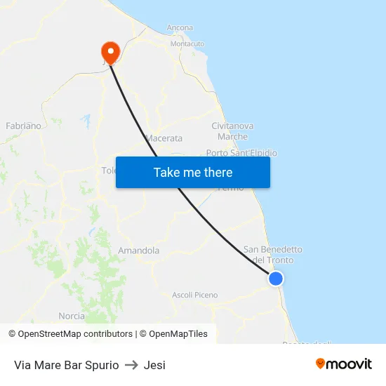Mare Street - Spurio Bar to Jesi map