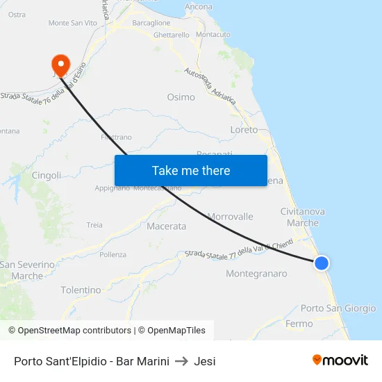 Porto Sant'Elpidio - Bar Marini to Jesi map