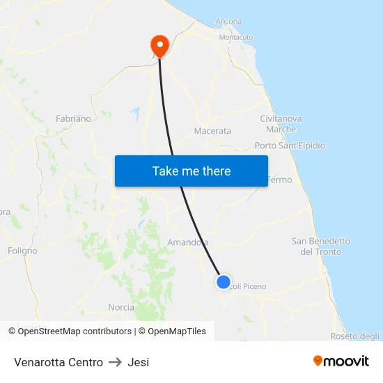 Venarotta Center to Jesi map