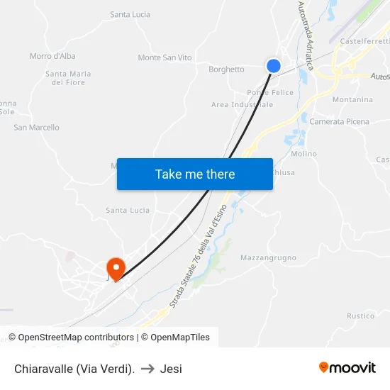 Chiaravalle (Via Verdi). to Jesi map