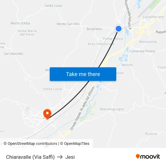 Chiaravalle  (Via Saffi) to Jesi map