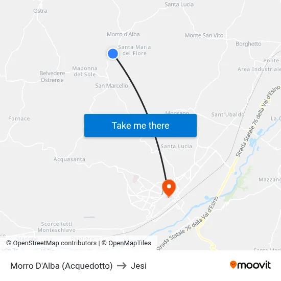 Morro D'Alba (Aqueduct) to Jesi map