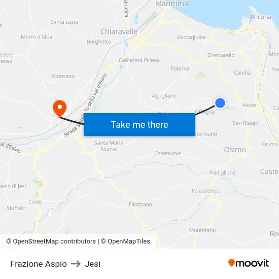 Aspio District to Jesi map