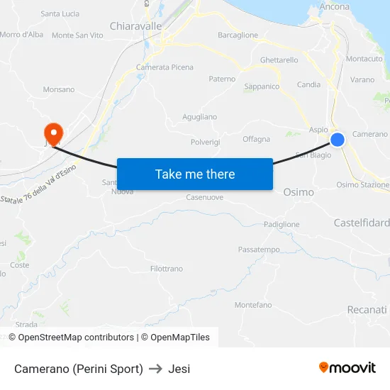 Camerano (Perini Sport) to Jesi map