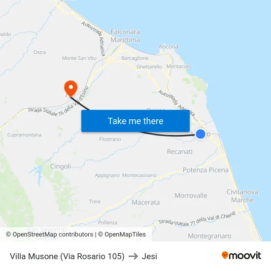 Villa Musone  (Via Rosario 105) to Jesi map