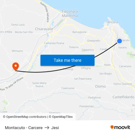 Montacuto - Carcere to Jesi map