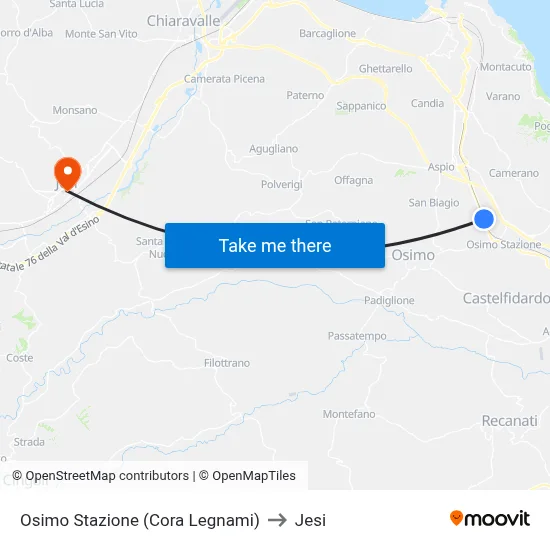 Osimo Station (Cora Lumber) to Jesi map