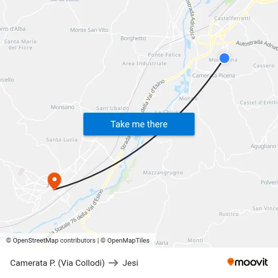 Camerata P. (Via Collodi) to Jesi map