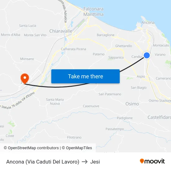 Ancona (Via Caduti Del Lavoro) to Jesi map