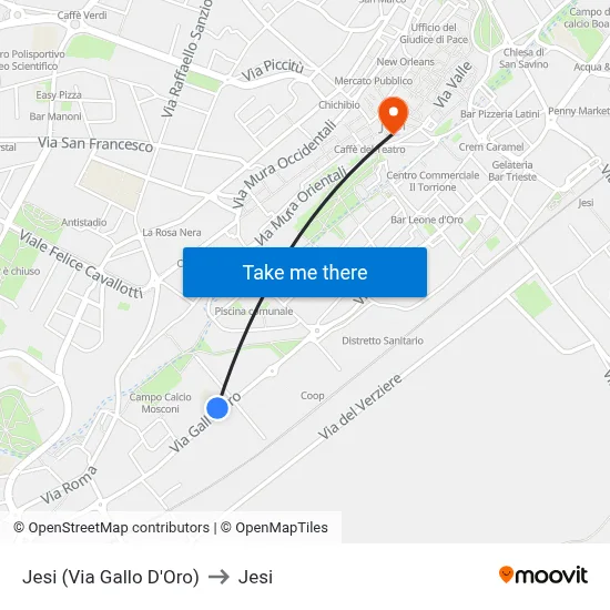 Jesi (Golden Rooster Street) to Jesi map