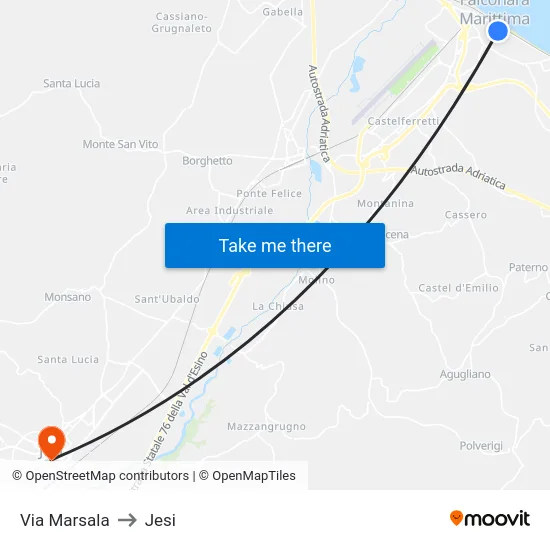 Via Marsala to Jesi map