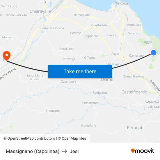 Massignano (Capolinea) to Jesi map