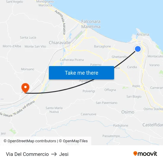 Via Del Commercio to Jesi map